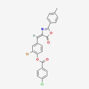 molecular formula C24H15BrClNO4 B4025834 [2-bromo-4-[(E)-[2-(4-methylphenyl)-5-oxo-1,3-oxazol-4-ylidene]methyl]phenyl] 4-chlorobenzoate 