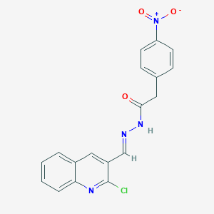 molecular formula C18H13ClN4O3 B402584 N'-[(2-chloro-3-quinolinyl)methylene]-2-{4-nitrophenyl}acetohydrazide CAS No. 391220-78-3