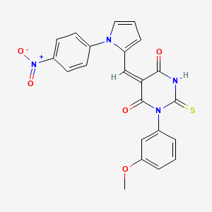 (5E)-1-(3-methoxyphenyl)-5-[[1-(4-nitrophenyl)pyrrol-2-yl]methylidene]-2-sulfanylidene-1,3-diazinane-4,6-dione