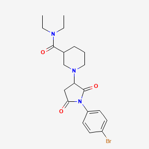 molecular formula C20H26BrN3O3 B4025880 1-[1-(4-bromophenyl)-2,5-dioxopyrrolidin-3-yl]-N,N-diethylpiperidine-3-carboxamide 