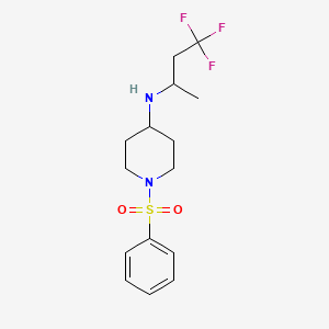 molecular formula C15H21F3N2O2S B4025984 1-(phenylsulfonyl)-N-(3,3,3-trifluoro-1-methylpropyl)piperidin-4-amine 