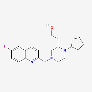 molecular formula C21H28FN3O B4026003 2-{1-cyclopentyl-4-[(6-fluoro-2-quinolinyl)methyl]-2-piperazinyl}ethanol 