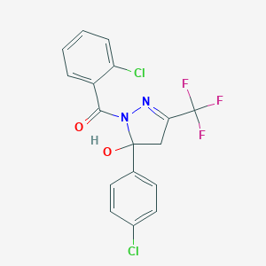molecular formula C17H11Cl2F3N2O2 B402601 (2-chlorophenyl)-[5-(4-chlorophenyl)-5-hydroxy-3-(trifluoromethyl)-4H-pyrazol-1-yl]methanone 