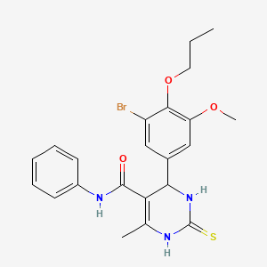 molecular formula C22H24BrN3O3S B4026022 6-(3-bromo-5-methoxy-4-propoxyphenyl)-4-methyl-N-phenyl-2-sulfanyl-1,6-dihydropyrimidine-5-carboxamide 