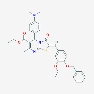 molecular formula C34H35N3O5S B402605 ethyl 2-[4-(benzyloxy)-3-ethoxybenzylidene]-5-[4-(dimethylamino)phenyl]-7-methyl-3-oxo-2,3-dihydro-5H-[1,3]thiazolo[3,2-a]pyrimidine-6-carboxylate 