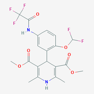 molecular formula C20H19F5N2O6 B402606 Dimethyl 4-[2-(difluoromethoxy)-5-[(2,2,2-trifluoroacetyl)amino]phenyl]-2,6-dimethyl-1,4-dihydropyridine-3,5-dicarboxylate CAS No. 327090-58-4