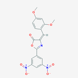 molecular formula C18H13N3O8 B402607 2-{3,5-bisnitrophenyl}-4-(2,4-dimethoxybenzylidene)-1,3-oxazol-5(4H)-one 
