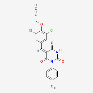 (5E)-5-[(3,5-dichloro-4-prop-2-ynoxyphenyl)methylidene]-1-(4-hydroxyphenyl)-1,3-diazinane-2,4,6-trione