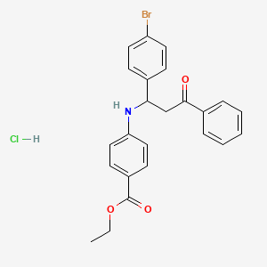 Ethyl 4-[[1-(4-bromophenyl)-3-oxo-3-phenylpropyl]amino]benzoate;hydrochloride