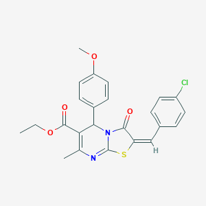 molecular formula C24H21ClN2O4S B402637 ethyl (2E)-2-[(4-chlorophenyl)methylidene]-5-(4-methoxyphenyl)-7-methyl-3-oxo-5H-[1,3]thiazolo[3,2-a]pyrimidine-6-carboxylate CAS No. 154867-10-4