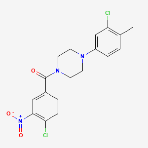 molecular formula C18H17Cl2N3O3 B4026767 [4-(3-Chloro-4-methylphenyl)piperazin-1-yl]-(4-chloro-3-nitrophenyl)methanone 