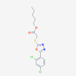 molecular formula C15H16Cl2N2O3S B402678 Pentyl {[5-(2,4-dichlorophenyl)-1,3,4-oxadiazol-2-yl]sulfanyl}acetate 