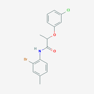 molecular formula C16H15BrClNO2 B4026888 N-(2-bromo-4-methylphenyl)-2-(3-chlorophenoxy)propanamide 