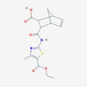 molecular formula C16H18N2O5S B4026967 3-{[5-(ethoxycarbonyl)-4-methyl-1,3-thiazol-2-yl]carbamoyl}bicyclo[2.2.1]hept-5-ene-2-carboxylic acid 