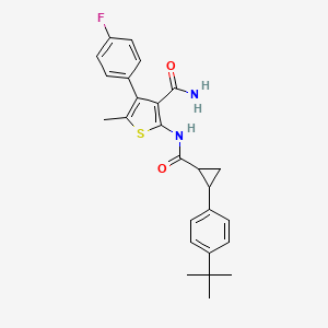 molecular formula C26H27FN2O2S B4027111 2-({[2-(4-Tert-butylphenyl)cyclopropyl]carbonyl}amino)-4-(4-fluorophenyl)-5-methylthiophene-3-carboxamide 