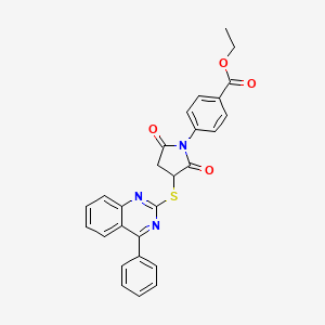 ethyl 4-{2,5-dioxo-3-[(4-phenyl-2-quinazolinyl)thio]-1-pyrrolidinyl}benzoate