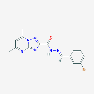 molecular formula C15H13BrN6O B402729 N'-(3-bromobenzylidene)-5,7-dimethyl[1,2,4]triazolo[1,5-a]pyrimidine-2-carbohydrazide 