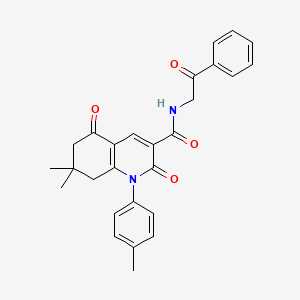 7,7-Dimethyl-1-(4-methylphenyl)-2,5-dioxo-N-(2-oxo-2-phenylethyl)-1,2,5,6,7,8-hexahydroquinoline-3-carboxamide