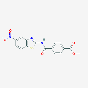 molecular formula C16H11N3O5S B402744 Methyl 4-[(5-nitro-1,3-benzothiazol-2-yl)carbamoyl]benzoate CAS No. 314033-44-8