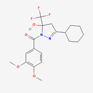 [3-cyclohexyl-5-hydroxy-5-(trifluoromethyl)-4,5-dihydro-1H-pyrazol-1-yl](3,4-dimethoxyphenyl)methanone