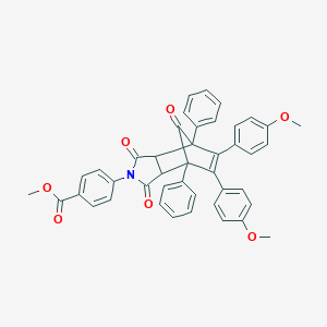 molecular formula C43H33NO7 B402759 Methyl 4-[8,9-bis(4-methoxyphenyl)-3,5,10-trioxo-1,7-diphenyl-4-azatricyclo[5.2.1.0~2,6~]dec-8-en-4-yl]benzoate 
