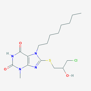 molecular formula C17H27ClN4O3S B402771 8-[(3-chloro-2-hydroxypropyl)sulfanyl]-3-methyl-7-octyl-3,7-dihydro-1H-purine-2,6-dione 