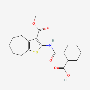 4H-cyclohepta[b]thiophene-3-carboxylic acid, 2-[[(2-carboxycyclohexyl)carbonyl]amino]-5,6,7,8-tetrahydro-, 3-methyl ester