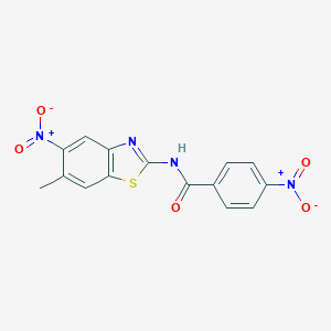 molecular formula C15H10N4O5S B402802 N-(6-Methyl-5-nitro-benzothiazol-2-yl)-4-nitro-benzamide 
