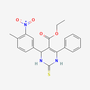 molecular formula C20H19N3O4S B4028023 Ethyl 6-(4-methyl-3-nitrophenyl)-4-phenyl-2-sulfanyl-1,6-dihydropyrimidine-5-carboxylate 