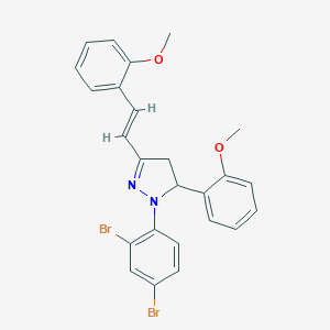 molecular formula C25H22Br2N2O2 B402805 1-(2,4-dibromophenyl)-5-(2-methoxyphenyl)-3-[2-(2-methoxyphenyl)vinyl]-4,5-dihydro-1H-pyrazole 