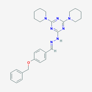 molecular formula C27H33N7O B402806 4-(Benzyloxy)benzaldehyde [4,6-di(1-piperidinyl)-1,3,5-triazin-2-yl]hydrazone 