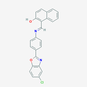 molecular formula C24H15ClN2O2 B402815 1-({[4-(5-Chloro-1,3-benzoxazol-2-yl)phenyl]imino}methyl)-2-naphthol 