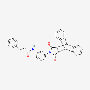 N-[3-(16,18-dioxo-17-azapentacyclo[6.6.5.0~2,7~.0~9,14~.0~15,19~]nonadeca-2,4,6,9,11,13-hexaen-17-yl)phenyl]-3-phenylpropanamide (non-preferred name)