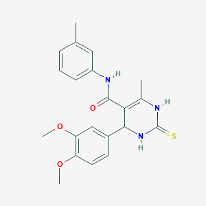 molecular formula C21H23N3O3S B402840 4-(3,4-dimethoxyphenyl)-6-methyl-N-(3-methylphenyl)-2-thioxo-1,2,3,4-tetrahydro-5-pyrimidinecarboxamide 