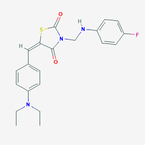 molecular formula C21H22FN3O2S B402852 5-[4-(Diethylamino)benzylidene]-3-[(4-fluoroanilino)methyl]-1,3-thiazolidine-2,4-dione 