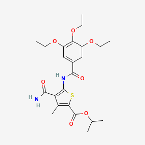 molecular formula C23H30N2O7S B4028570 Propan-2-yl 4-carbamoyl-3-methyl-5-[(3,4,5-triethoxybenzoyl)amino]thiophene-2-carboxylate 