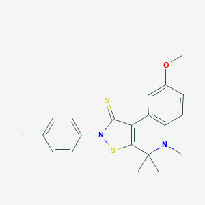 molecular formula C22H24N2OS2 B402867 8-ethoxy-4,4,5-trimethyl-2-(4-methylphenyl)-4,5-dihydroisothiazolo[5,4-c]quinoline-1(2H)-thione CAS No. 331676-65-4