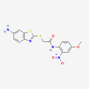 molecular formula C16H14N4O4S2 B4028670 2-[(6-amino-1,3-benzothiazol-2-yl)thio]-N-(4-methoxy-2-nitrophenyl)acetamide 