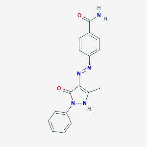 4-[(2E)-2-(3-methyl-5-oxo-1-phenylpyrazol-4-ylidene)hydrazinyl]benzamide