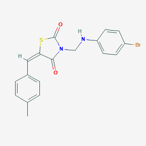 molecular formula C18H15BrN2O2S B402880 3-[(4-Bromoanilino)methyl]-5-(4-methylbenzylidene)-1,3-thiazolidine-2,4-dione 