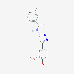 molecular formula C18H17N3O3S B402884 N-[5-(3,4-dimethoxyphenyl)-1,3,4-thiadiazol-2-yl]-3-methylbenzamide 