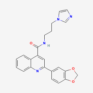 molecular formula C23H20N4O3 B4028859 2-(2H-13-BENZODIOXOL-5-YL)-N-[3-(1H-IMIDAZOL-1-YL)PROPYL]QUINOLINE-4-CARBOXAMIDE 