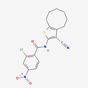 2-CHLORO-N-{3-CYANO-4H,5H,6H,7H,8H,9H-CYCLOOCTA[B]THIOPHEN-2-YL}-4-NITROBENZAMIDE