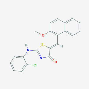 molecular formula C21H15ClN2O2S B402888 (5Z)-2-(2-chloroanilino)-5-[(2-methoxynaphthalen-1-yl)methylidene]-1,3-thiazol-4-one 