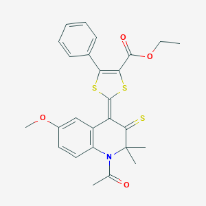 ethyl (2Z)-2-(1-acetyl-6-methoxy-2,2-dimethyl-3-sulfanylidenequinolin-4-ylidene)-5-phenyl-1,3-dithiole-4-carboxylate