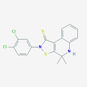molecular formula C18H14Cl2N2S2 B402906 2-(3,4-dichlorophenyl)-4,4-dimethyl-4,5-dihydroisothiazolo[5,4-c]quinoline-1(2H)-thione CAS No. 331676-61-0