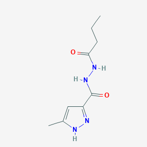 molecular formula C9H14N4O2 B4029066 N'-butanoyl-3-methyl-1H-pyrazole-5-carbohydrazide 