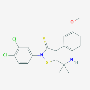 molecular formula C19H16Cl2N2OS2 B402909 2-(3,4-dichlorophenyl)-8-methoxy-4,4-dimethyl-5H-[1,2]thiazolo[5,4-c]quinoline-1-thione CAS No. 331676-62-1