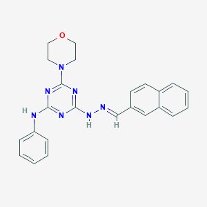 molecular formula C24H23N7O B402913 4-(morpholin-4-yl)-6-[(2E)-2-(naphthalen-2-ylmethylidene)hydrazinyl]-N-phenyl-1,3,5-triazin-2-amine 