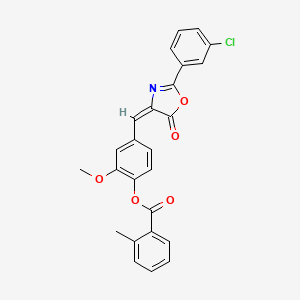 4-{[2-(3-chlorophenyl)-5-oxo-1,3-oxazol-4(5H)-ylidene]methyl}-2-methoxyphenyl 2-methylbenzoate